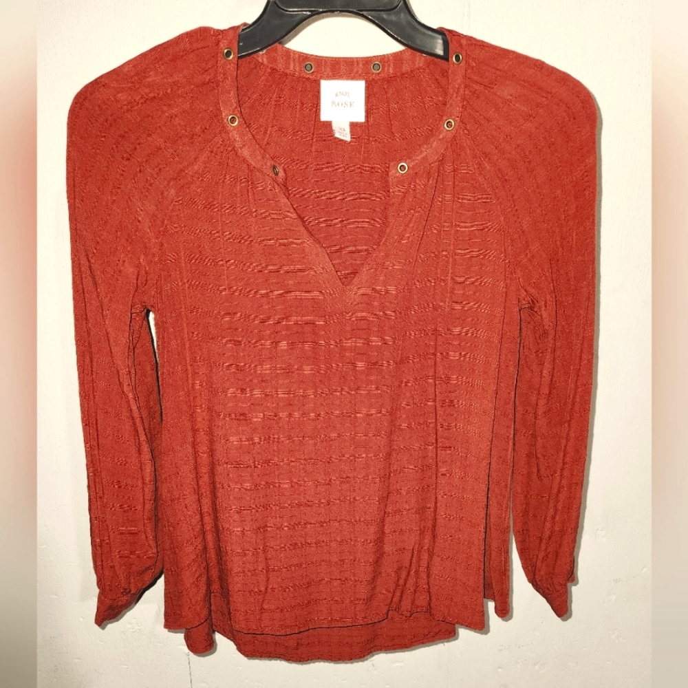 Knox Rose Women's V-Neck Long Sleeve Top/Blouse